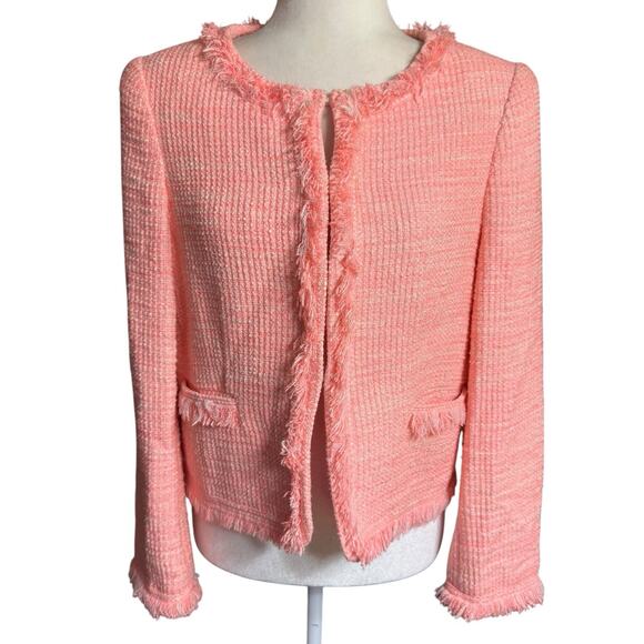 Alice And Olivia Coral Tweed Jacket Women's Small Lined Preppy Prep Coastal - Picture 1 of 12